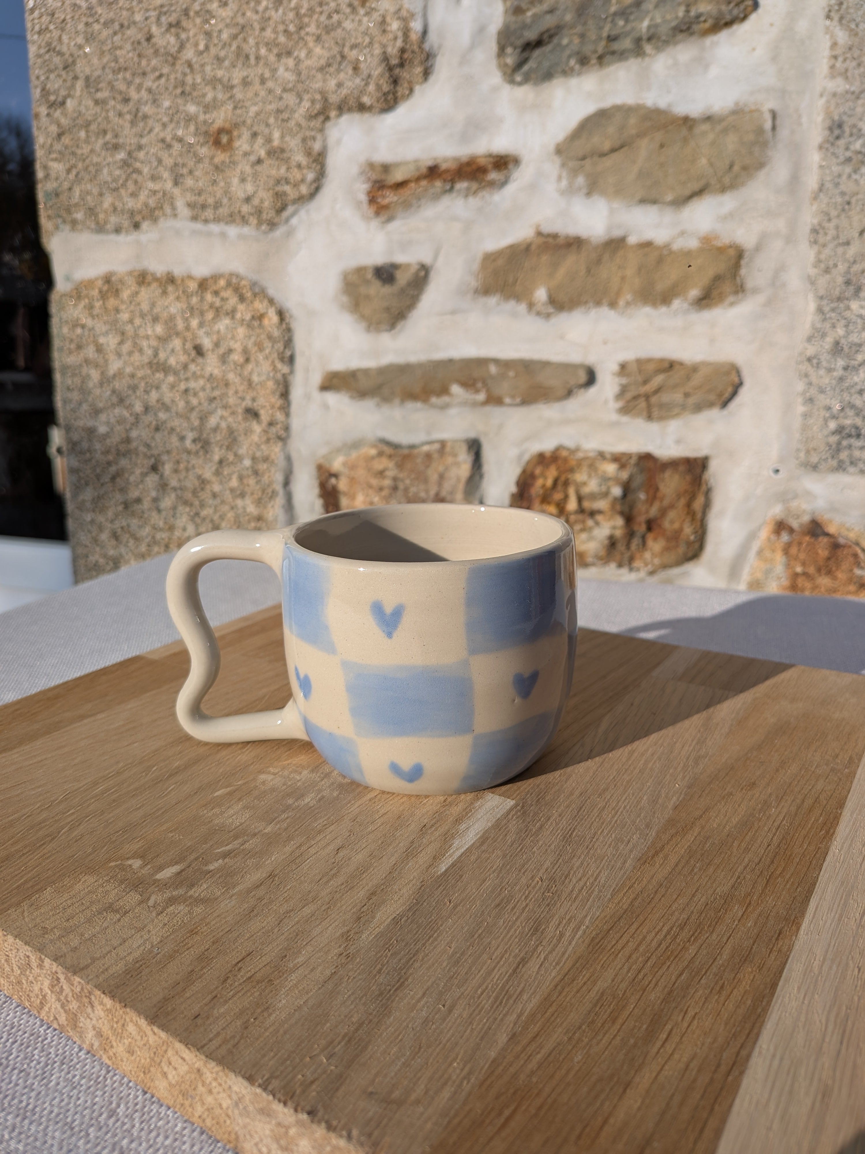 Grand mug damiers love bleu